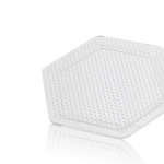 Tabla mini hexagonal transparente para beads de 2.6mm, Diámetro: 8 cm, ideal para pixel-art y manualidades.