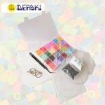 K- (Kits2.6MM) → Kit creativo Meraki Super kit 24 colores + blanco y negro plus con beads, plantilla y accesorios para pixel-art